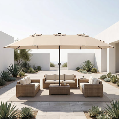 15.5FT Extra-Large Patio Umbrella, 12 Reinforced Metal Ribs, Beige