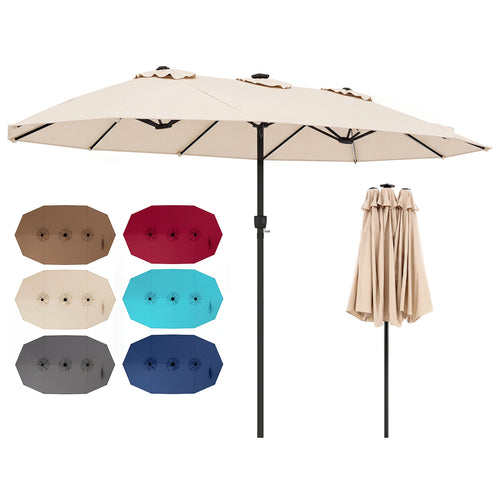 15.5FT Extra-Large Patio Umbrella, 12 Reinforced Metal Ribs, Beige
