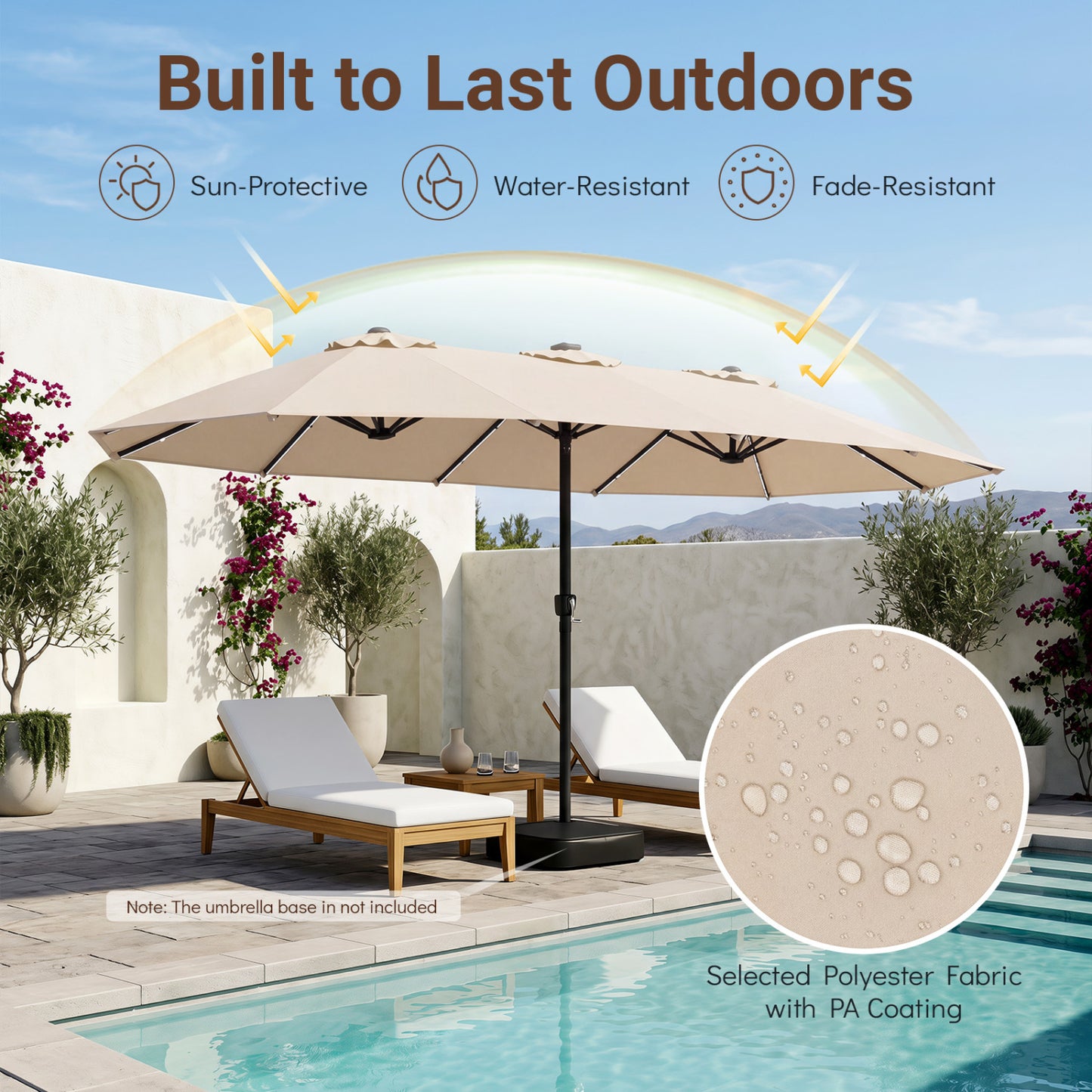 15.5FT Extra-Large Patio Umbrella, 12 Reinforced Metal Ribs, Beige