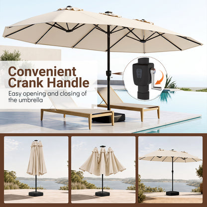 15.5FT Extra-Large Patio Umbrella, 12 Reinforced Metal Ribs, Beige