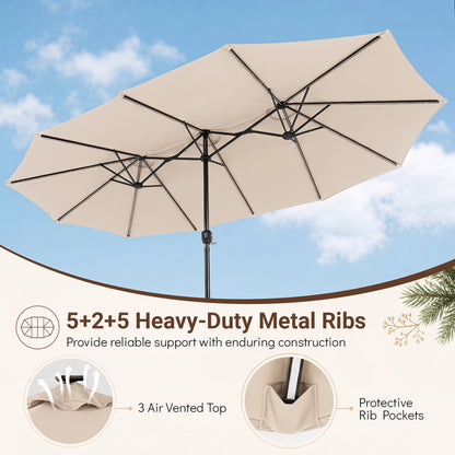 15.5FT Extra-Large Patio Umbrella, 12 Reinforced Metal Ribs, Beige