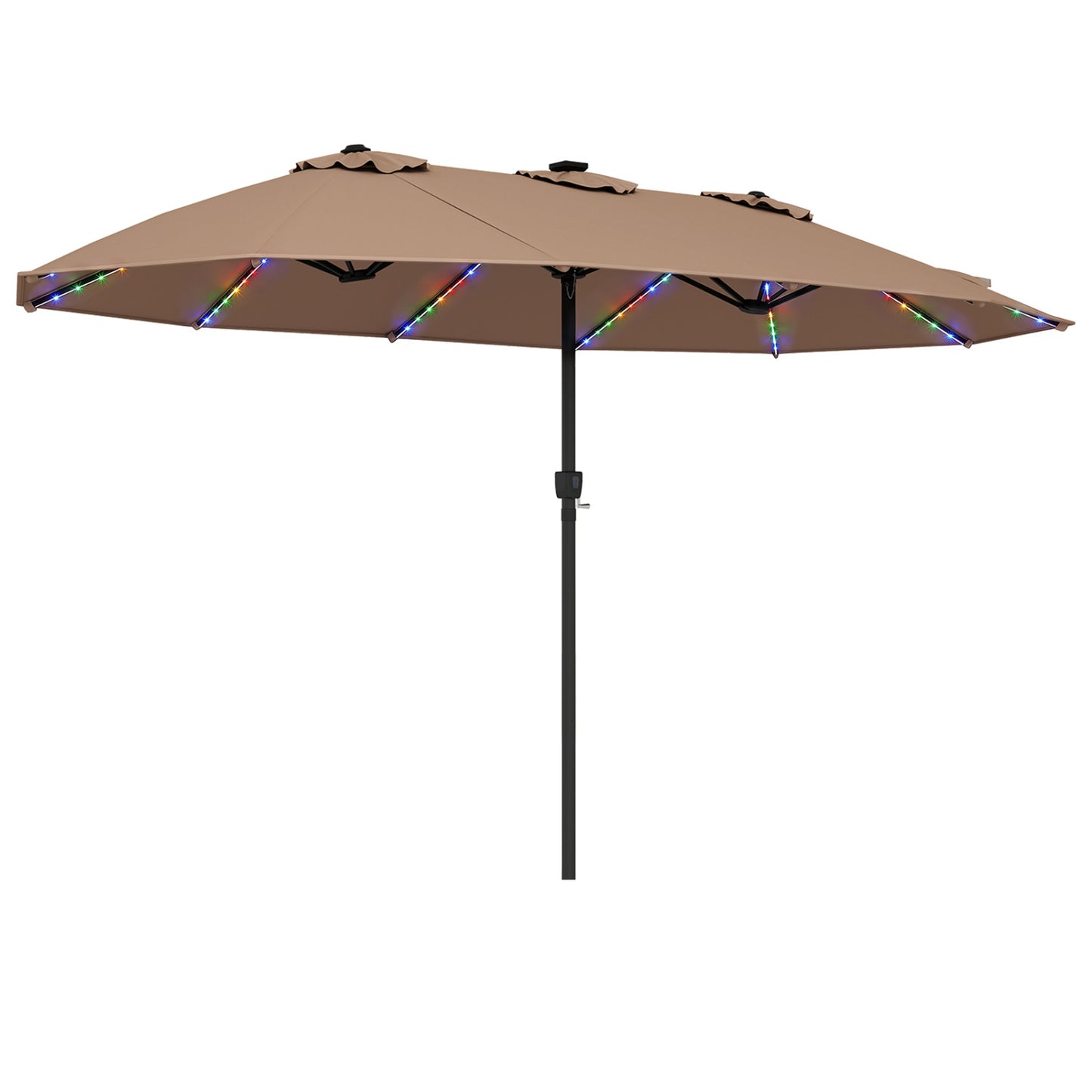 15.5FT Patio Umbrella, 12 Metal Ribs, Brown