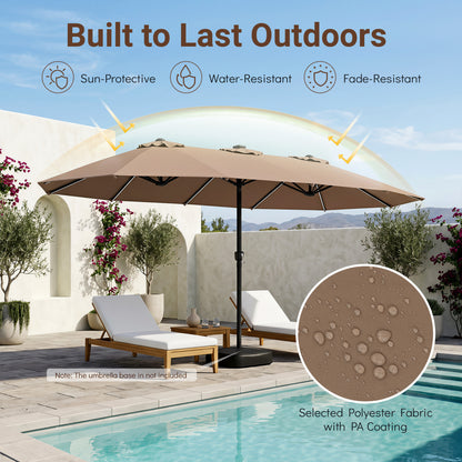 15.5FT Patio Umbrella, 12 Metal Ribs, Brown