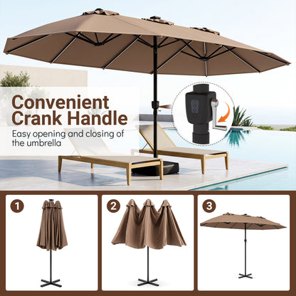 15.5FT Patio Umbrella, 12 Metal Ribs, Brown