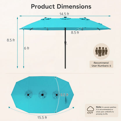15.5FT Extra-Large Patio Umbrella, Turquoise