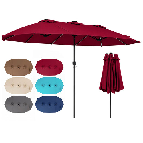 15.5FT Extra-Large Patio Umbrella, 12 Metal Ribs, Red