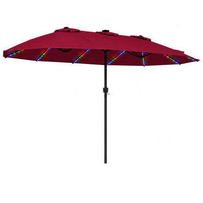 15.5FT Extra-Large Patio Umbrella, 12 Metal Ribs, Red