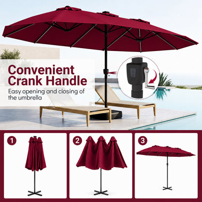 15.5FT Extra-Large Patio Umbrella, 12 Metal Ribs, Red