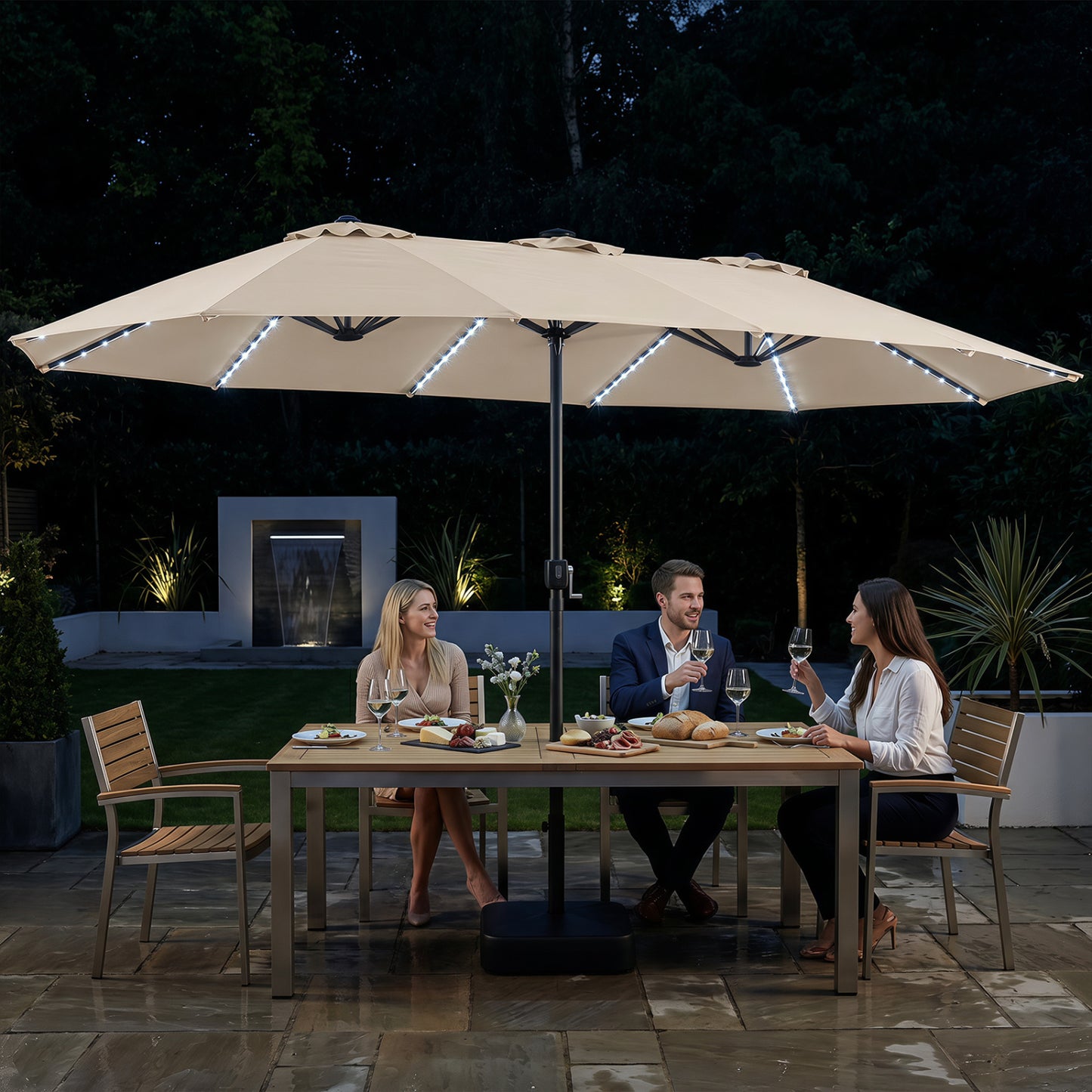 15.5FT Extra-Large Patio Umbrella, 12 Ribs, Beige