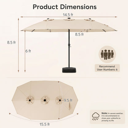 15.5FT Extra-Large Patio Umbrella, 12 Ribs, Beige