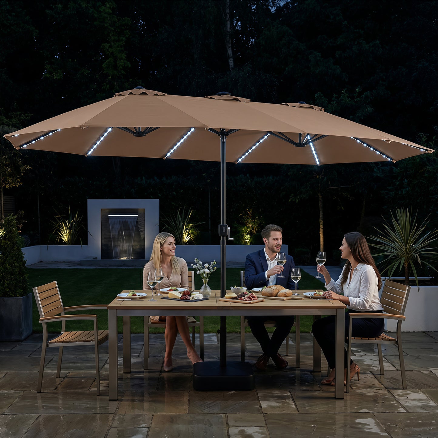 15.5FT Extra-Large Patio Umbrella, Brown