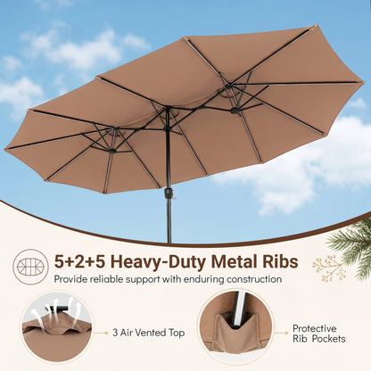 15.5FT Extra-Large Patio Umbrella, Brown