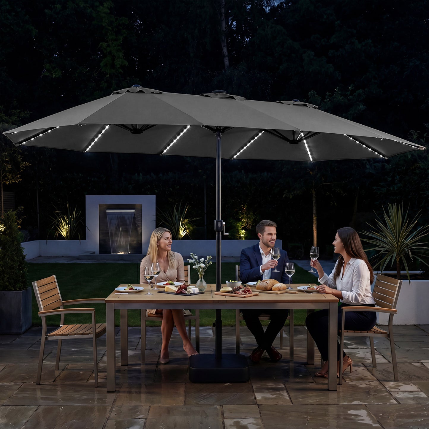 15.5FT Extra-Large Patio Umbrella, Gray