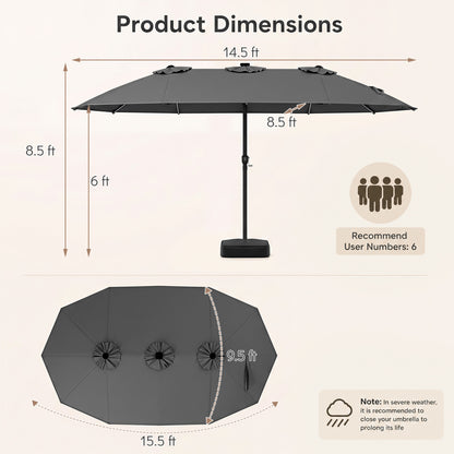 15.5FT Extra-Large Patio Umbrella, Gray