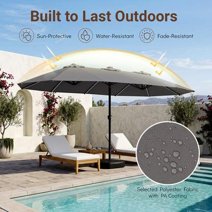 15.5FT Extra-Large Patio Umbrella, Gray