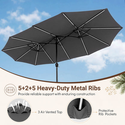 15.5FT Extra-Large Patio Umbrella, Gray