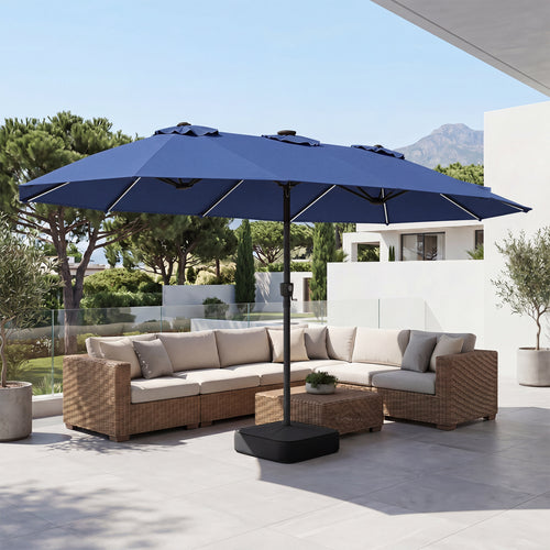15.5FT Patio Umbrella With Base, 12 Ribs, Navy