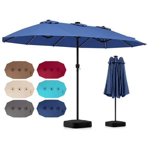15.5FT Patio Umbrella With Base, 12 Ribs, Navy
