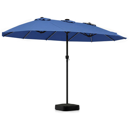 15.5FT Patio Umbrella With Base, 12 Ribs, Navy