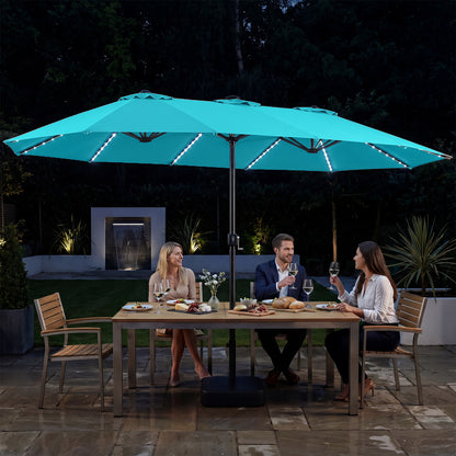 15.5FT Patio Umbrella With Base, 12 Ribs, Turquoise