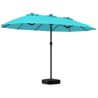 15.5FT Patio Umbrella With Base, 12 Ribs, Turquoise