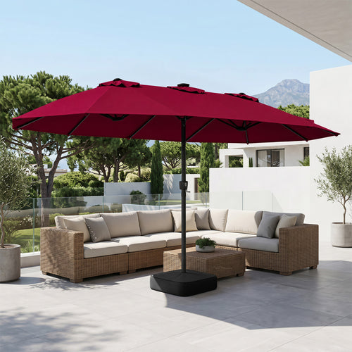 15.5FT Extra-Large Patio Umbrella With Base, Red