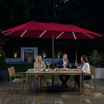 15.5FT Extra-Large Patio Umbrella With Base, Red