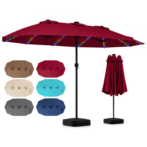 15.5FT Extra-Large Patio Umbrella With Base, Red