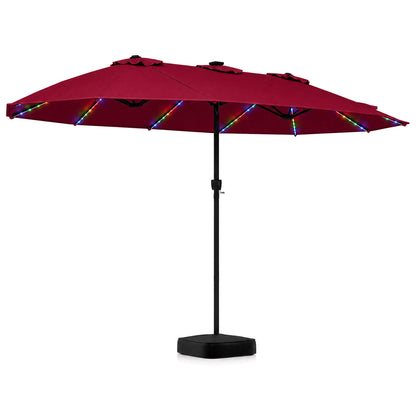 15.5FT Extra-Large Patio Umbrella With Base, Red