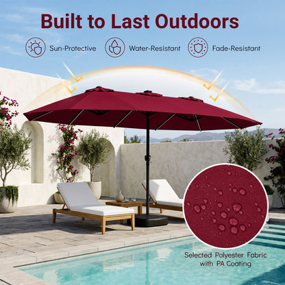 15.5FT Extra-Large Patio Umbrella With Base, Red