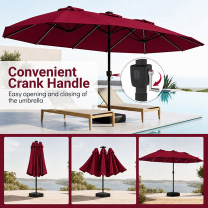 15.5FT Extra-Large Patio Umbrella With Base, Red