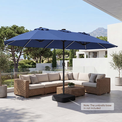 Parapluie de terrasse extra-large à 12 baleines, bleu