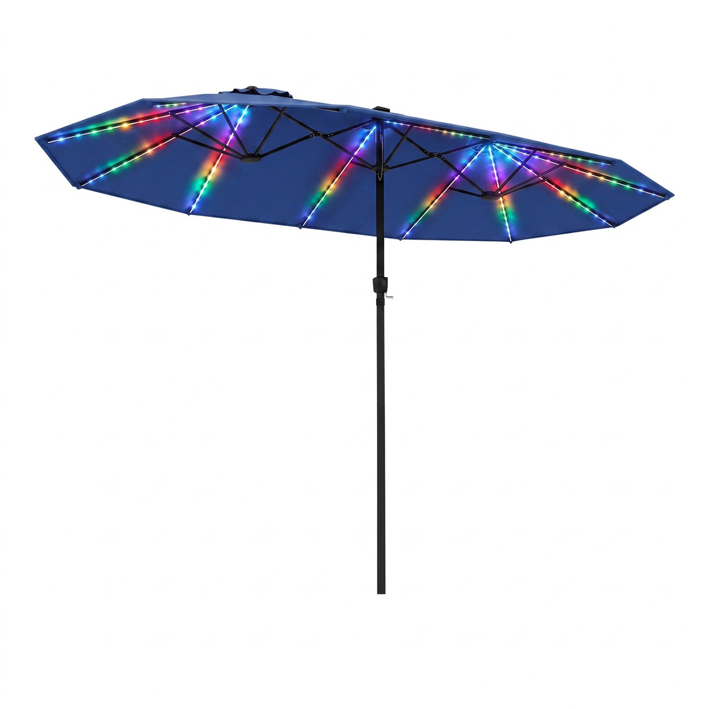 Parapluie de terrasse extra-large à 12 baleines, bleu