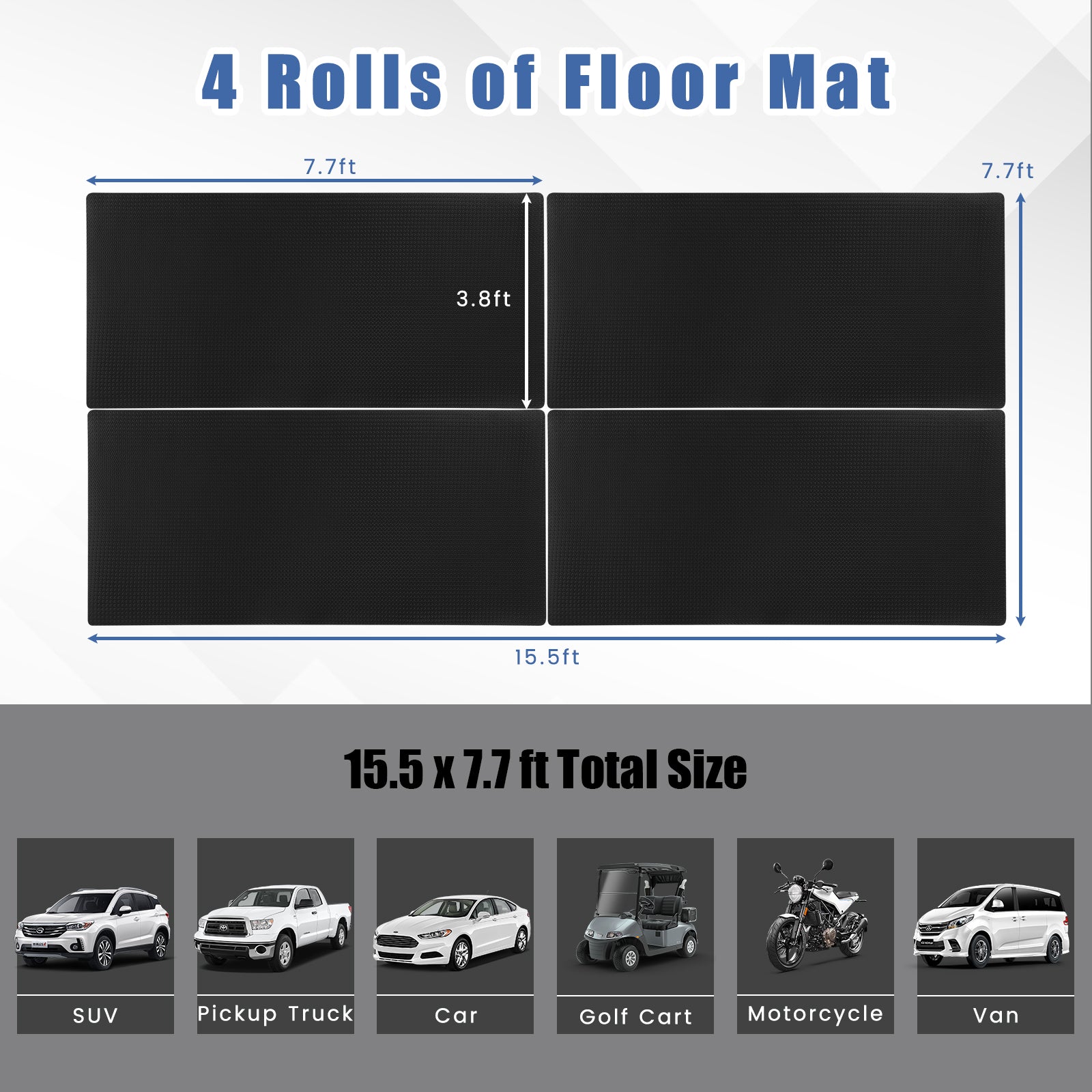 15.5 x 7.7 FT Garage Floor Mat 7 mm Thickened PE Flooring Rolls Pack of 4 Garages at Gallery Canada