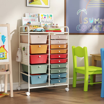 15-Drawer Rolling Storage Cart, Metal Tabletop, Pegboard, Macaron File Cabinets at Gallery Canada