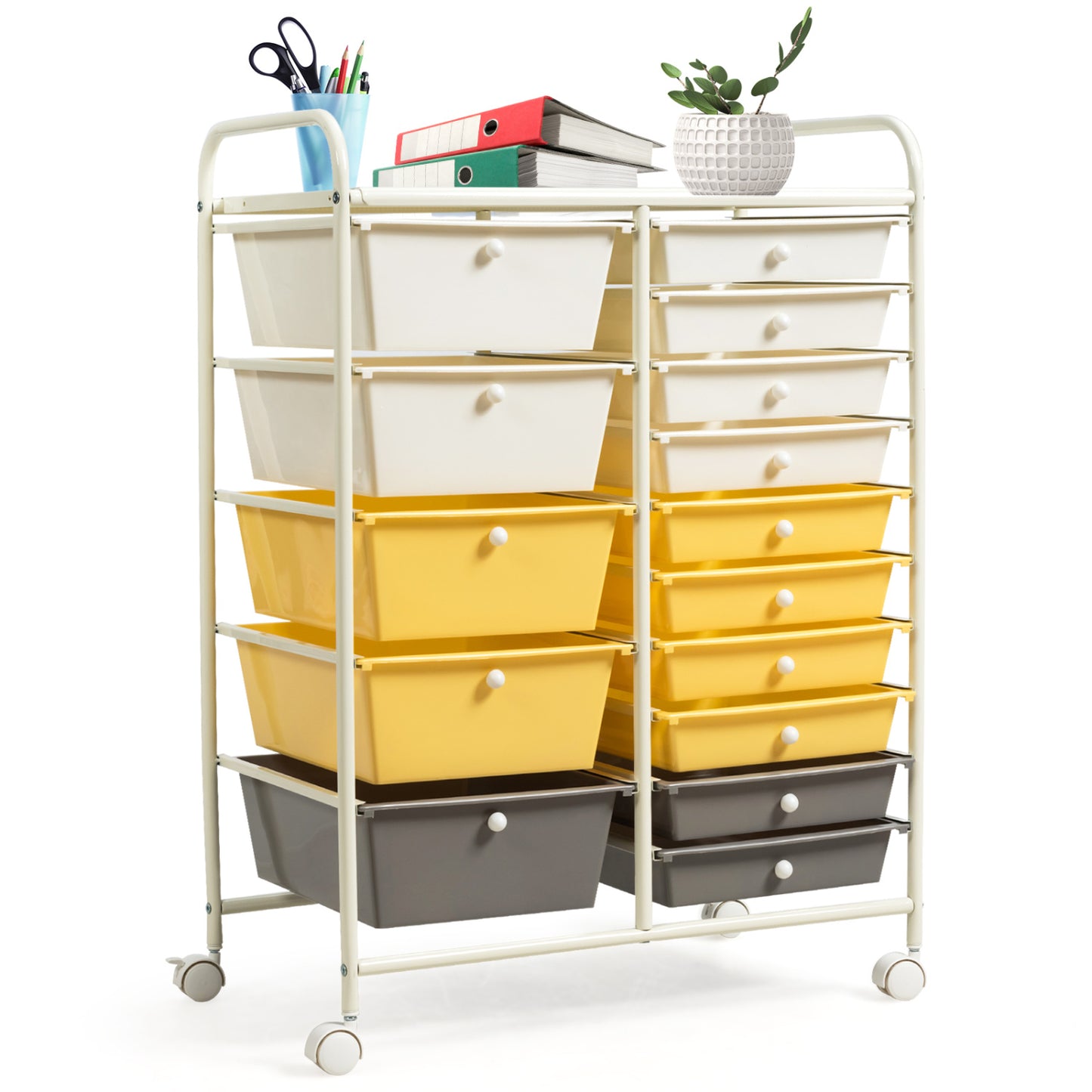 15-Drawer Rolling Storage Cart, Yellow File Cabinets at Gallery Canada