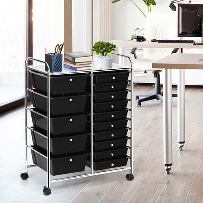 15-Drawer Rolling Organizer Cart, Multi-Use Storage, Black File Cabinets at Gallery Canada