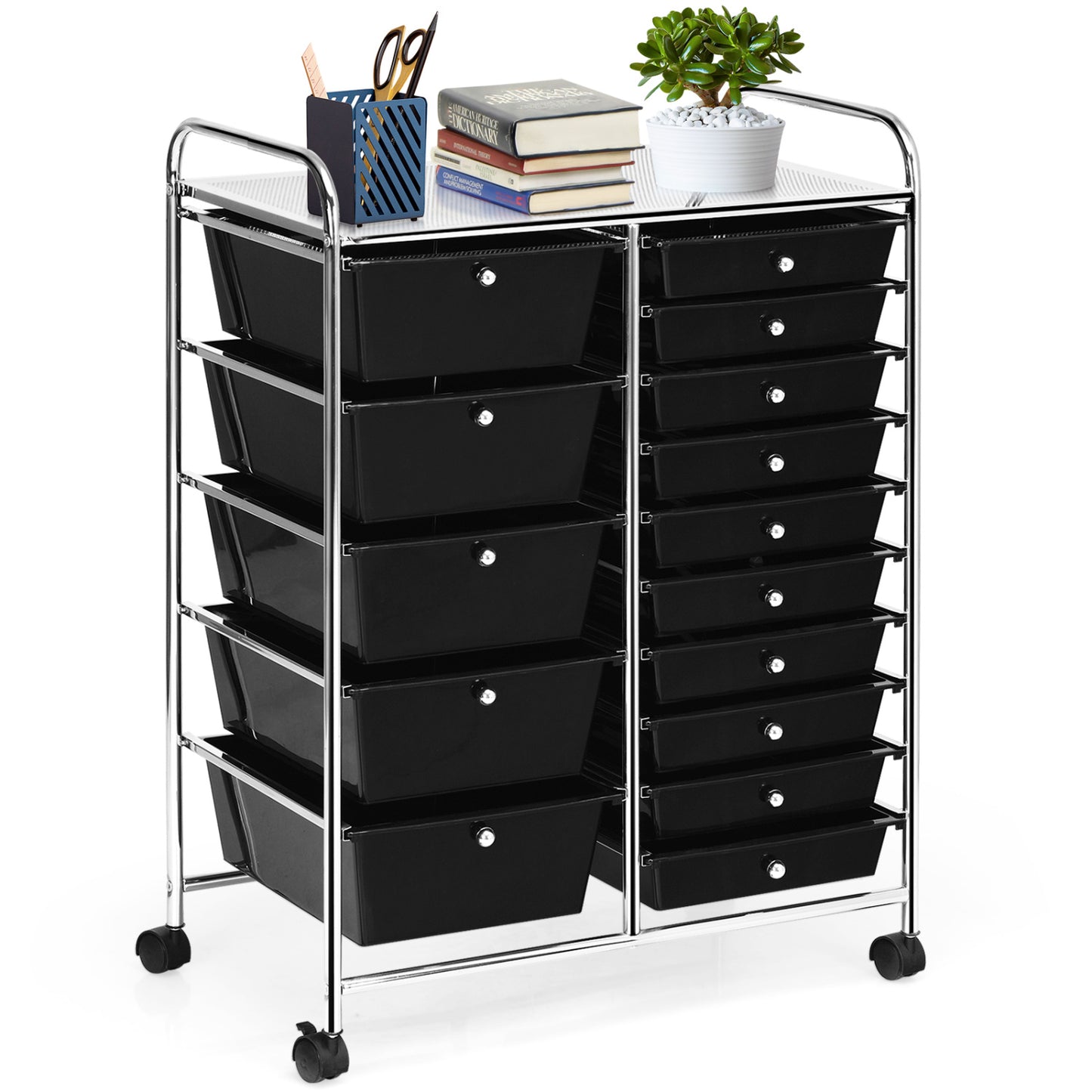 15-Drawer Rolling Organizer Cart, Multi-Use Storage, Black File Cabinets at Gallery Canada