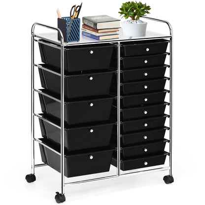 15-Drawer Rolling Organizer Cart, Multi-Use Storage, Black File Cabinets at Gallery Canada