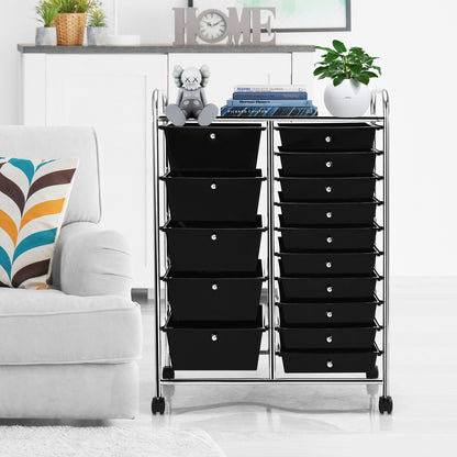 15-Drawer Rolling Organizer Cart, Multi-Use Storage, Black File Cabinets at Gallery Canada