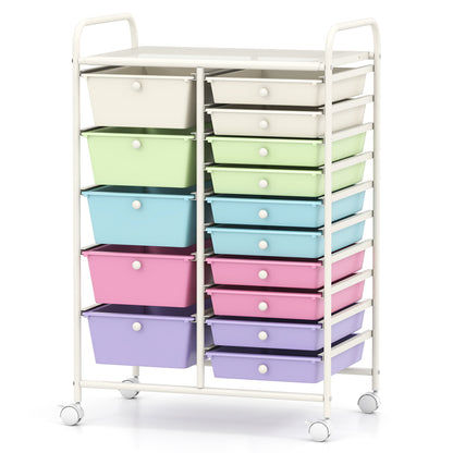 15-Drawer Utility Rolling Cart, Multi-Use Storage, Multicolor File Cabinets at Gallery Canada