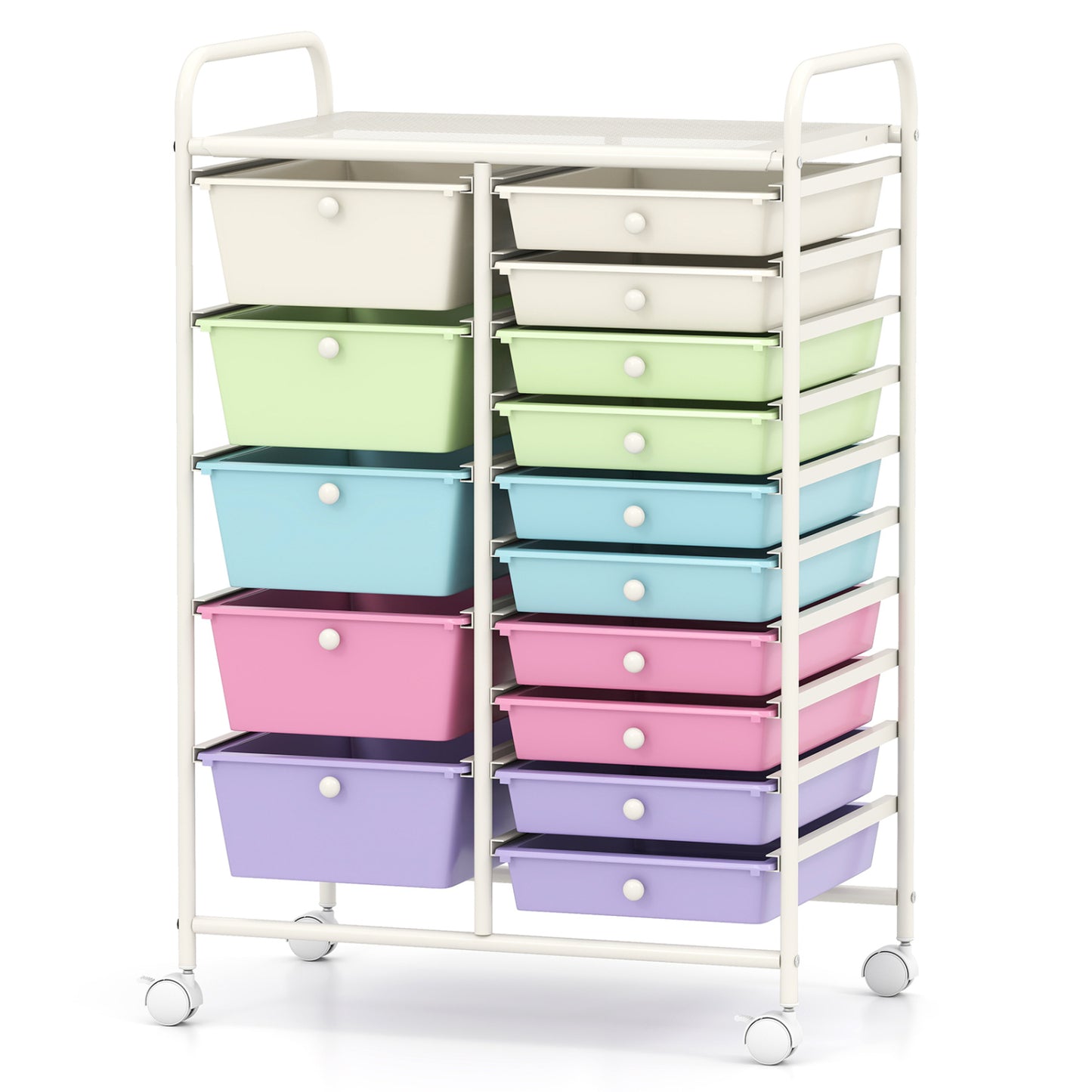 15-Drawer Utility Rolling Cart, Multi-Use Storage, Multicolor File Cabinets Icecream Multicolor at Gallery Canada