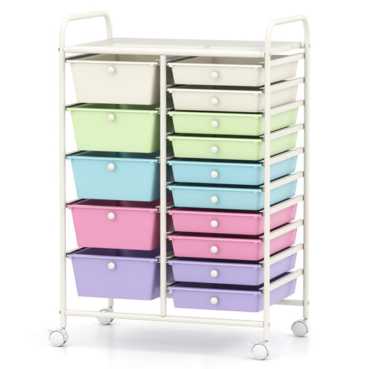 15-Drawer Utility Rolling Cart, Multi-Use Storage, Multicolor File Cabinets Icecream Multicolor at Gallery Canada