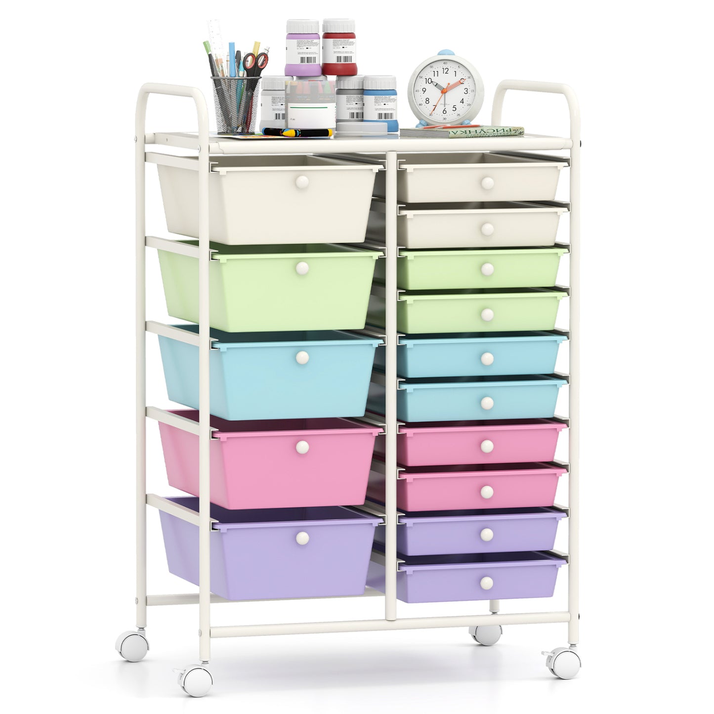 15-Drawer Utility Rolling Cart, Multi-Use Storage, Multicolor File Cabinets at Gallery Canada