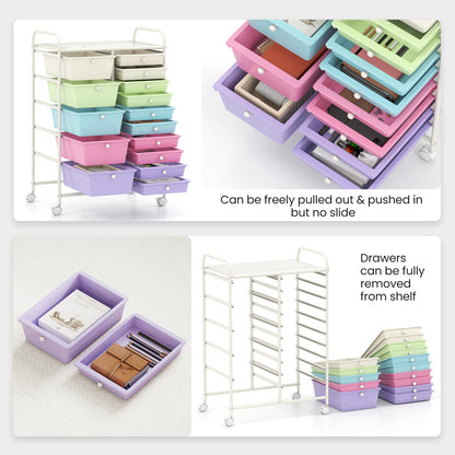 15-Drawer Utility Rolling Cart, Multi-Use Storage, Multicolor File Cabinets at Gallery Canada