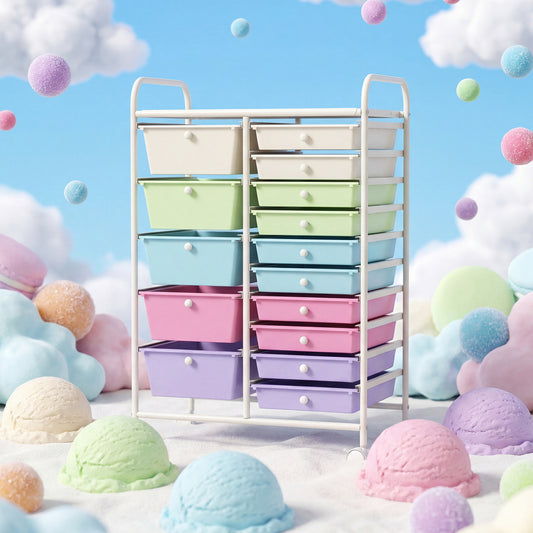 15-Drawer Utility Rolling Cart, Multi-Use Storage, Multicolor File Cabinets Icecream Multicolor at Gallery Canada