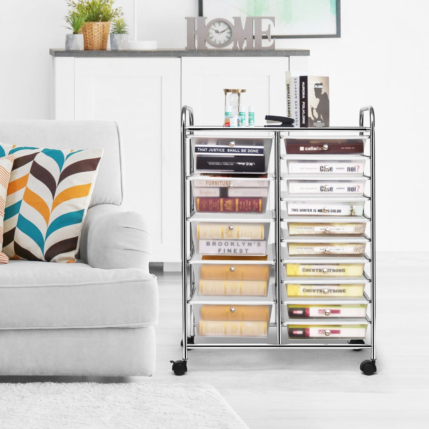 15-Drawer Rolling Organizer Cart, Transparent File Cabinets at Gallery Canada