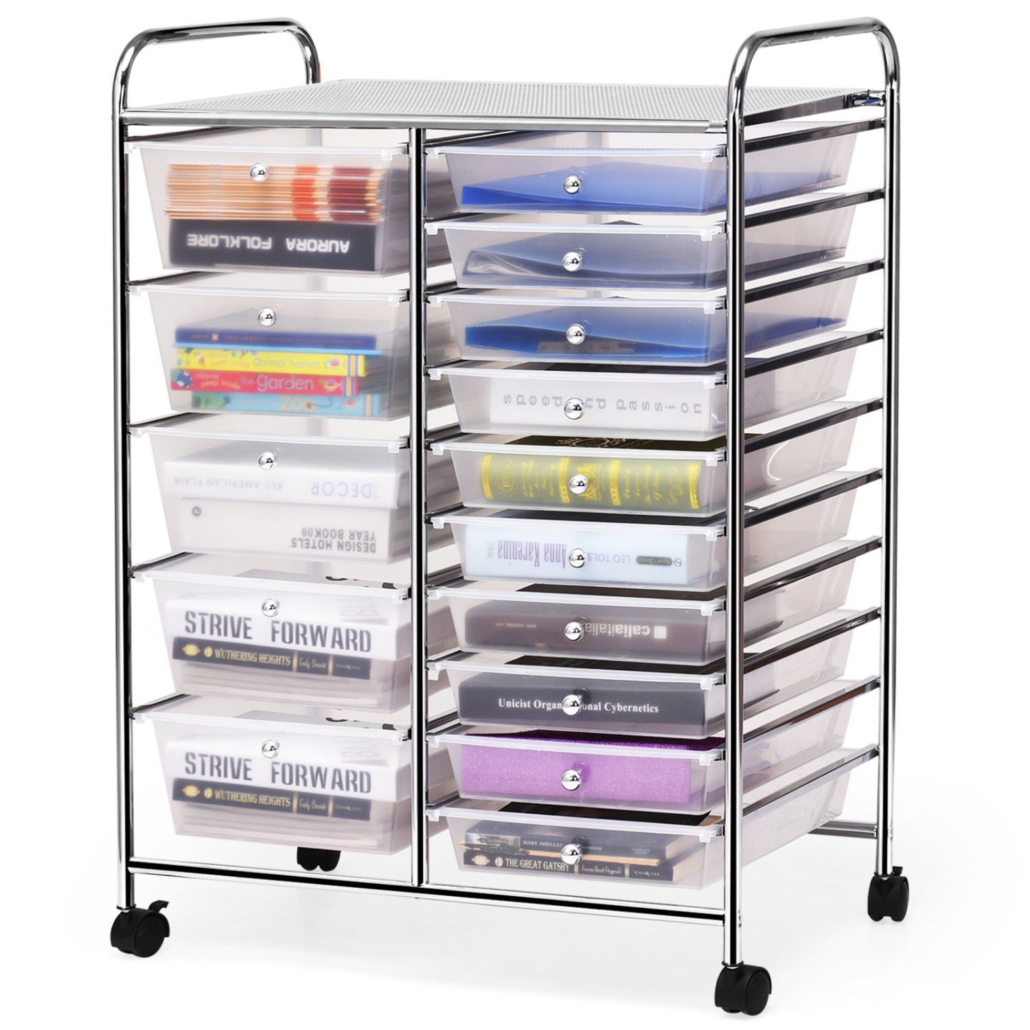 15-Drawer Rolling Organizer Cart, Transparent File Cabinets at Gallery Canada