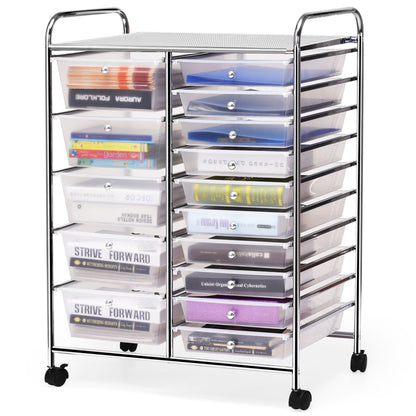 15-Drawer Rolling Organizer Cart, Transparent File Cabinets at Gallery Canada