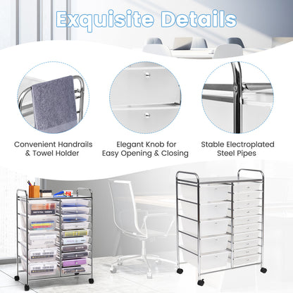 15-Drawer Rolling Organizer Cart, Transparent File Cabinets at Gallery Canada